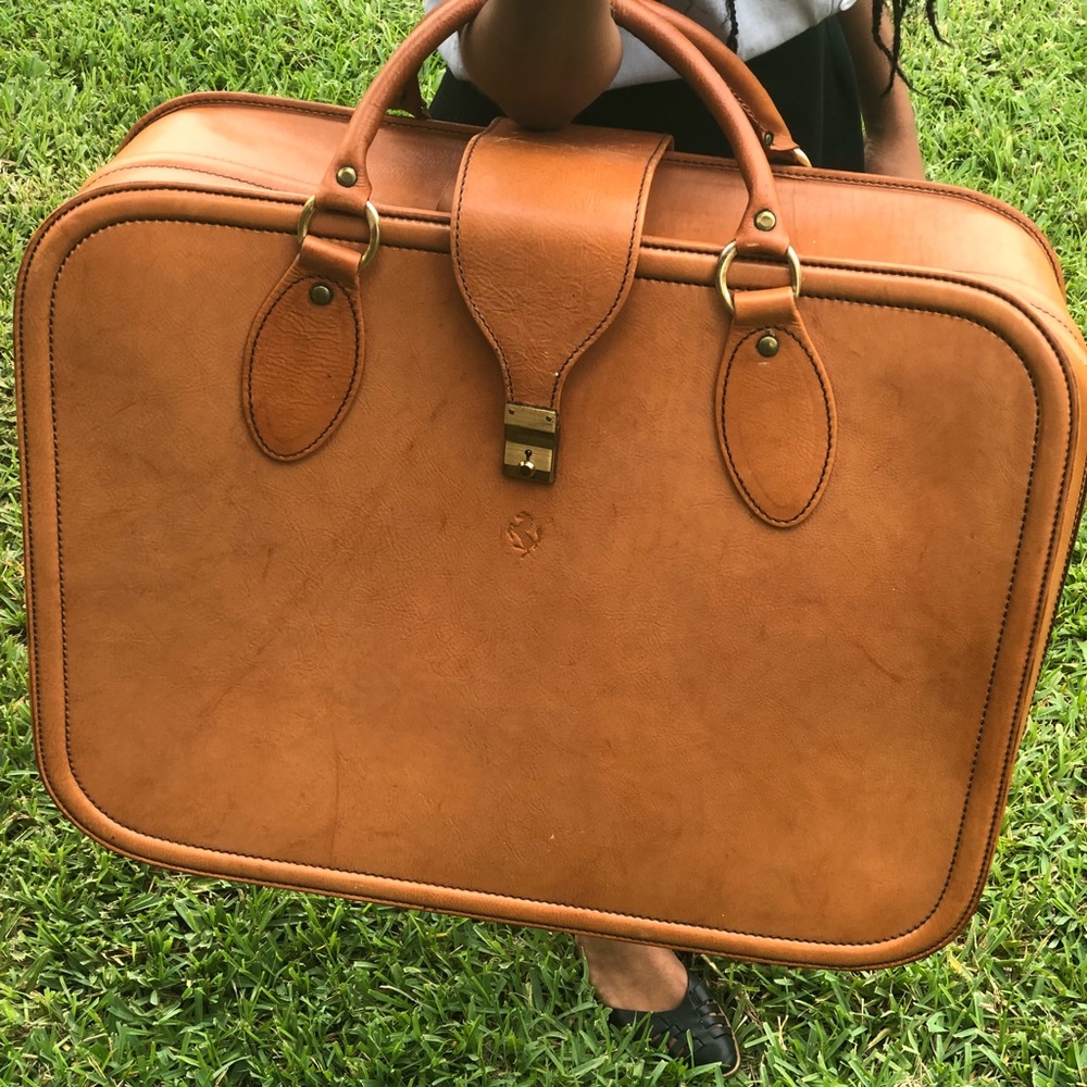 Schedoni Ferrari Tan Leather Suitcase